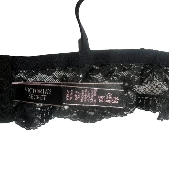 Victoria's Secret Unlined Wireless Lace Black Bralette Large‎ - Picture 10 of 10